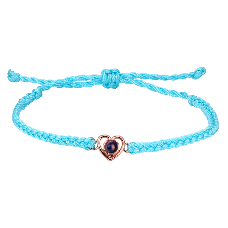 Heartstrings and Memories Projection Heart Braided Photo Bracelet