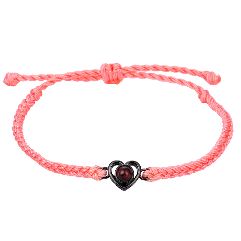 Heartstrings and Memories Projection Heart Braided Photo Bracelet