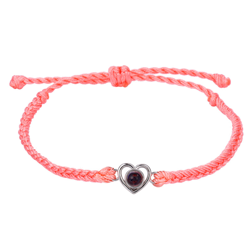 Heartstrings and Memories Projection Heart Braided Photo Bracelet