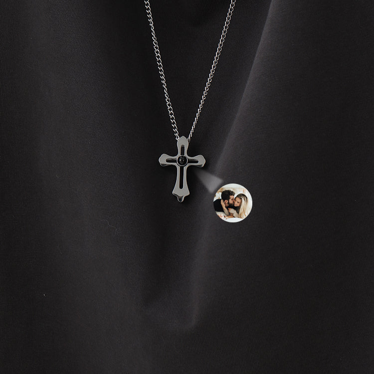 Cross Shape Photo Projection Necklace