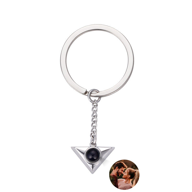 Triangulate Geometric Charm Projection Photo Keychain