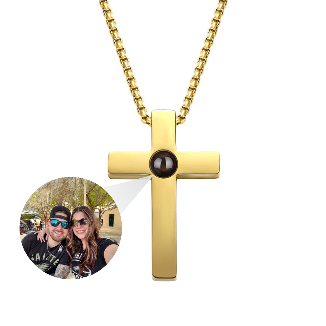Phomora Religious Cross photo necklace