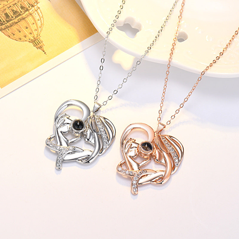 Mom Heart Projection Photo Necklace