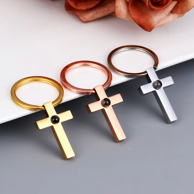 Phomora Minimalist Cross Photo Keychain