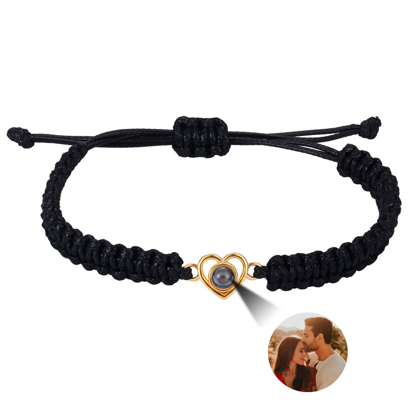 Intertwined Memories Heart Shaped Braided Projection Photo Bracelet