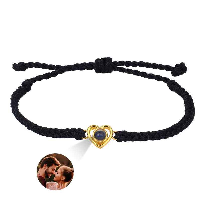 Heartstrings and Memories Projection Heart Braided Photo Bracelet