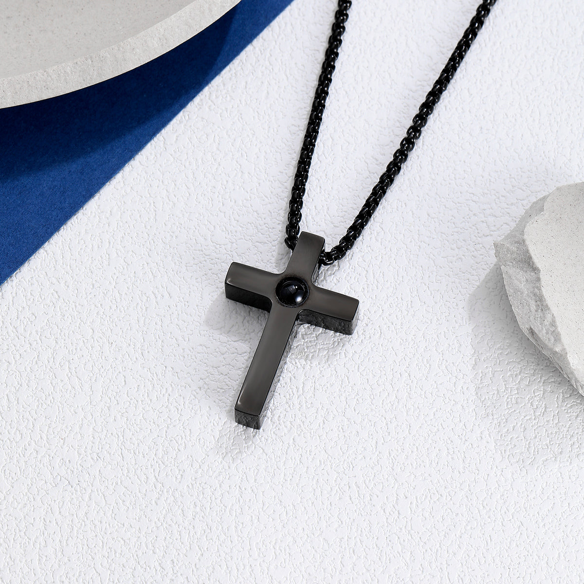 Phomora Religious Cross Photo Projection Necklace | Personalized Faith