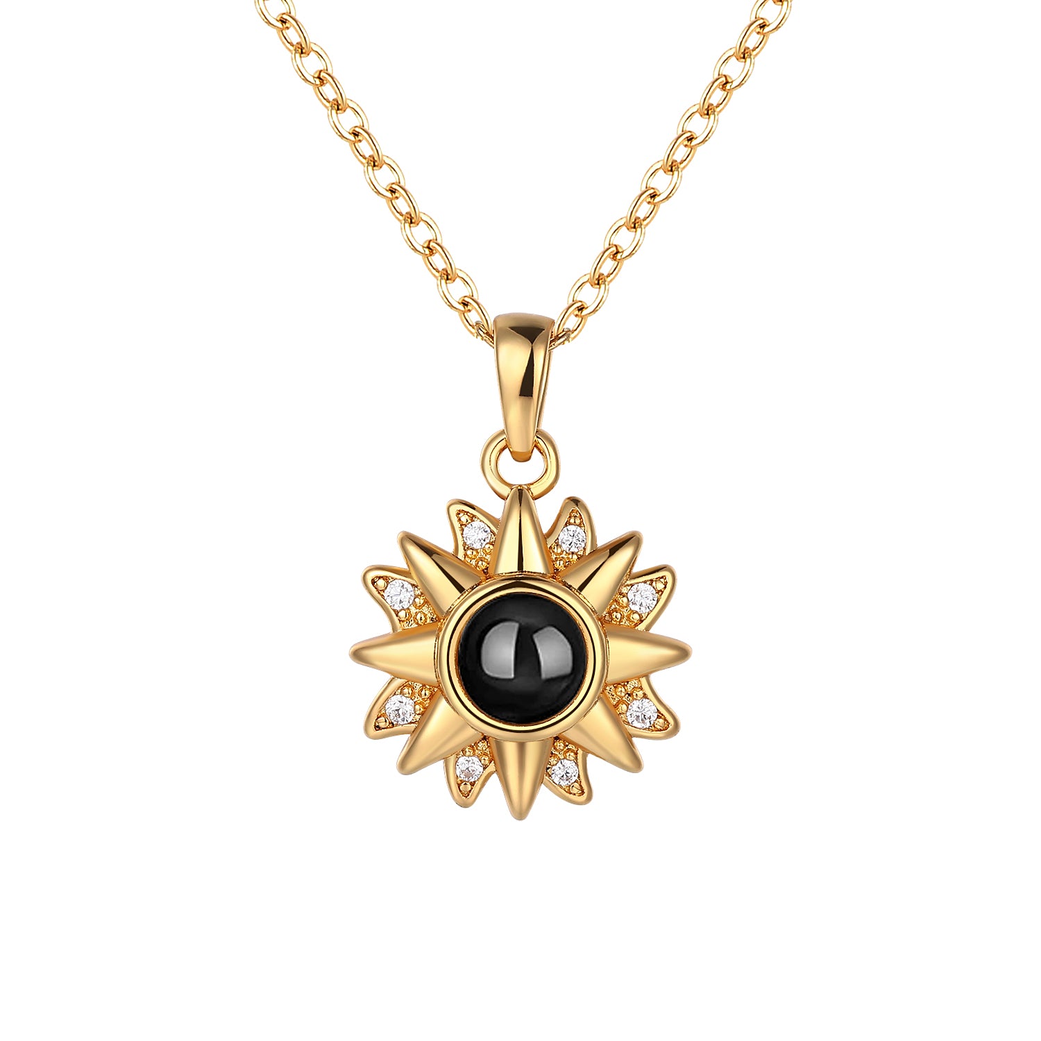 Photo Projection Sunflower Necklace with custom picture