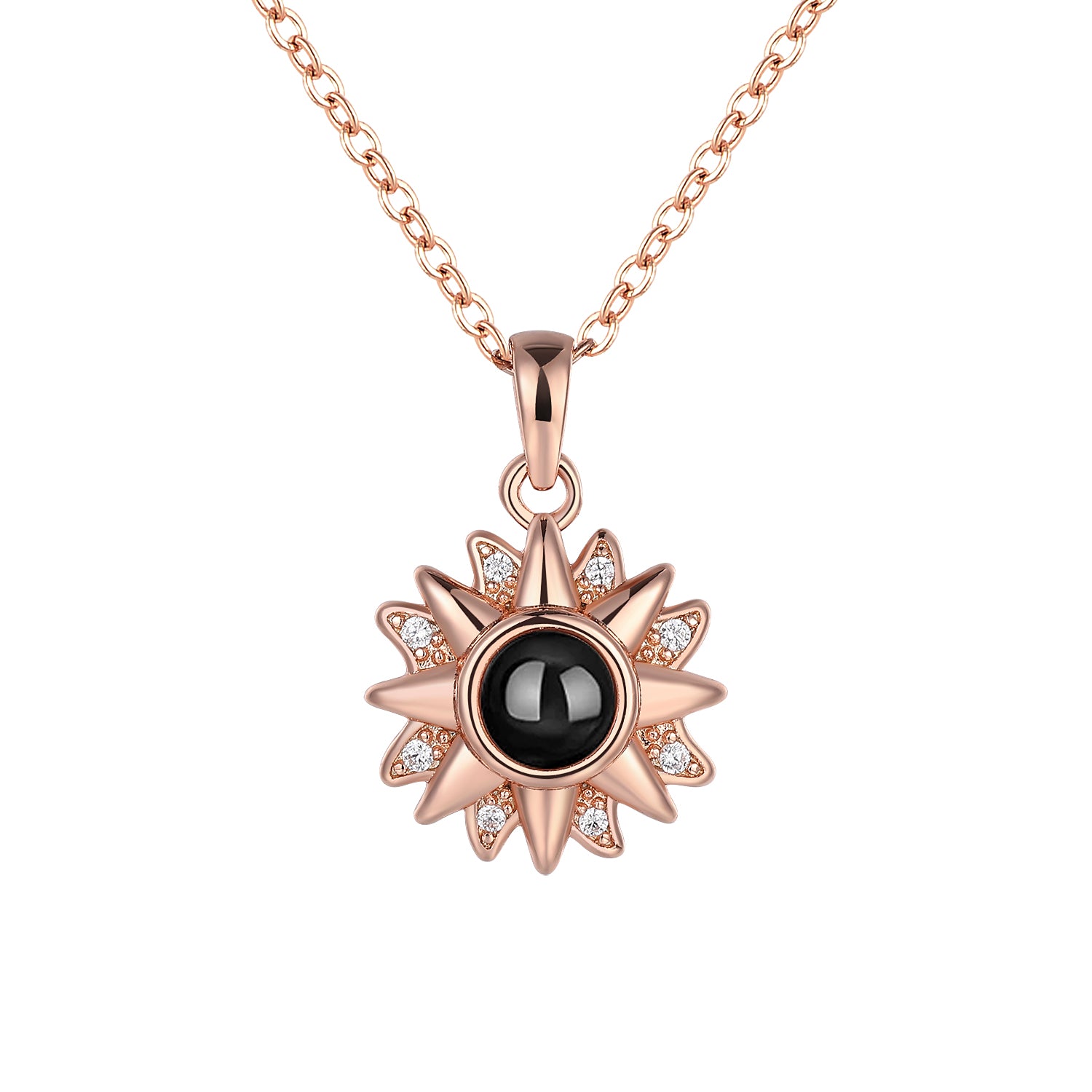 Sunflower necklace with hidden photo projection