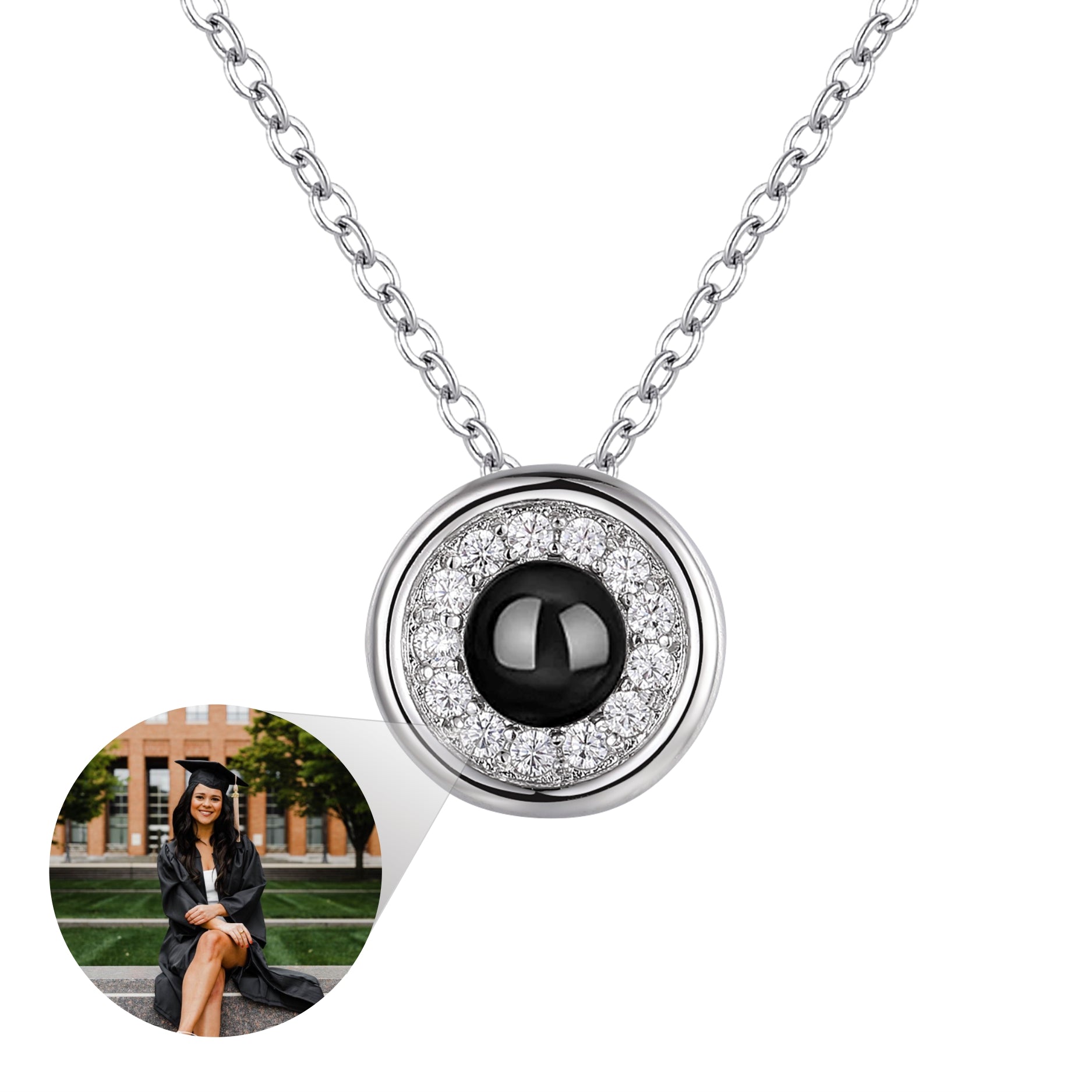 Photo Elegant Timeless Round Projection Necklace
